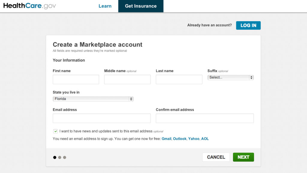 What it looks like to sign up for health insurance marketplace