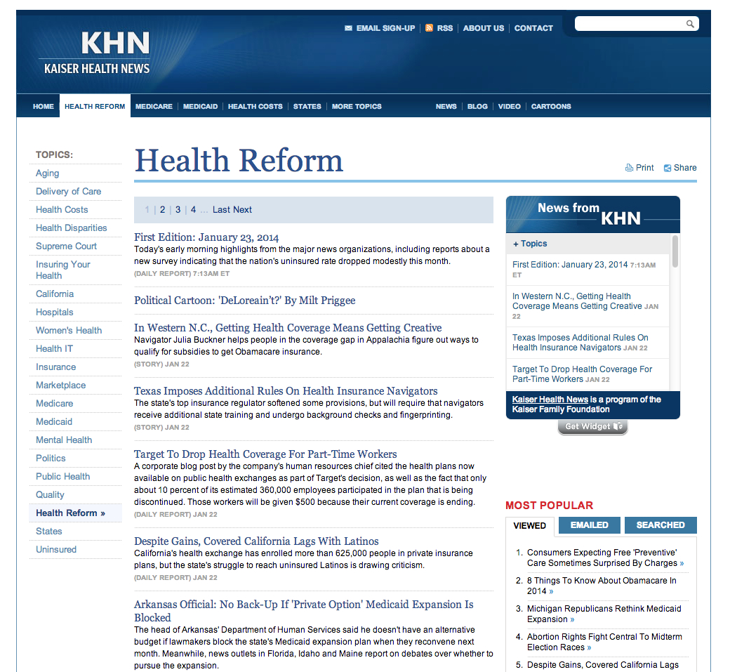 Kaiser Health News Homepage