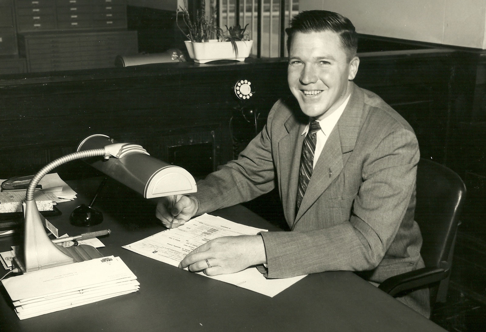 John D. Bailey, Sr. at his desk in 1954