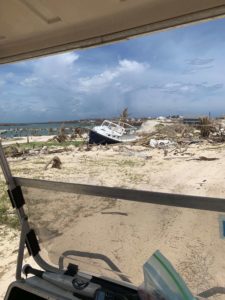 A boat washed ashore on Elbow Cay near Hope Town